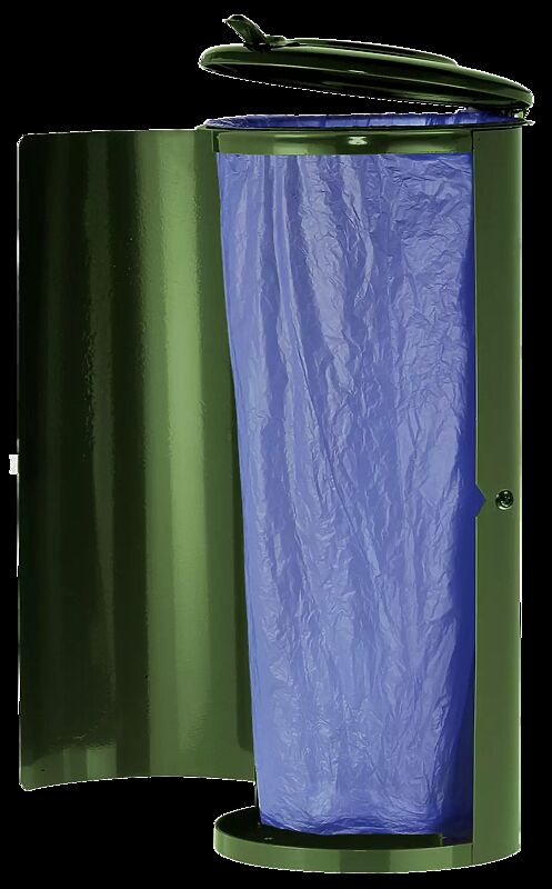 Abfallbehälter NEWPORT, 110 Liter, in RAL 6005 moosgrün, zum Aufdübeln