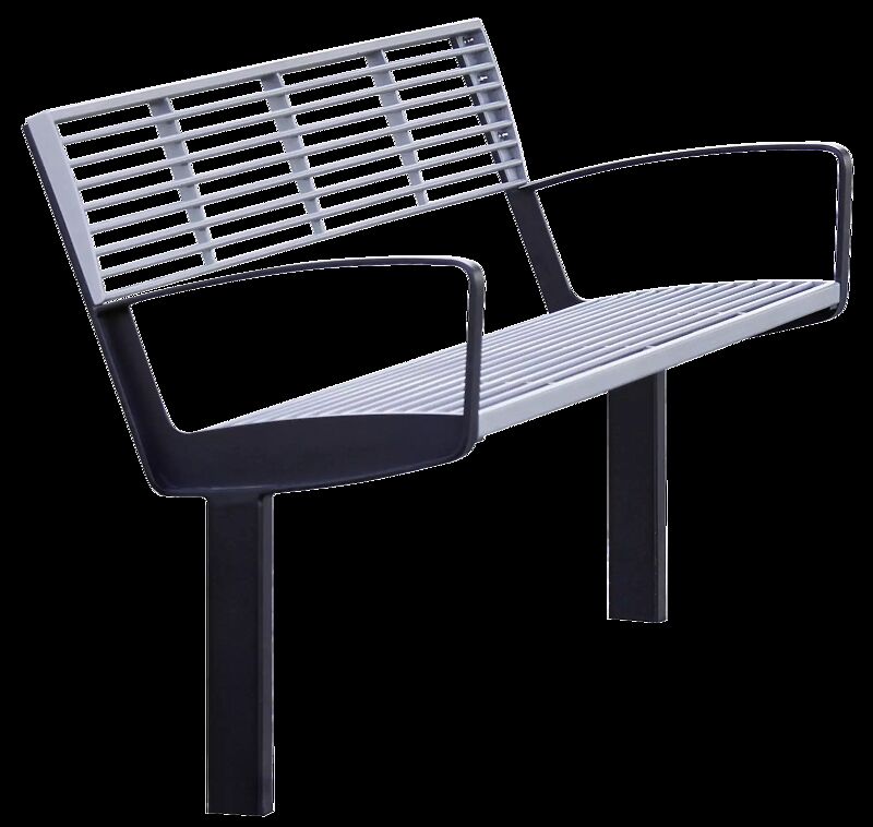 Sitzbank INTERVERA, Auflage in RAL 9006 weißaluminium, Unterkonstruktion in RAL 7016 anthrazitgrau