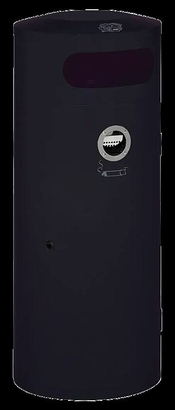 Abfallbehälter AMOS mit Ascher, 70 Liter, in RAL 7021 schwarzgrau