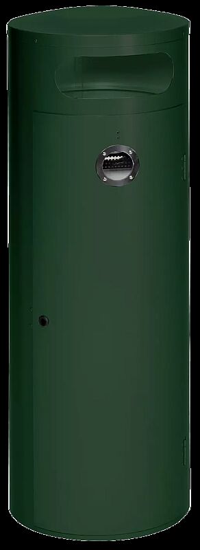 Abfallbehälter AMOS mit Ascher, 90 Liter, in RAL 6005 moosgrün