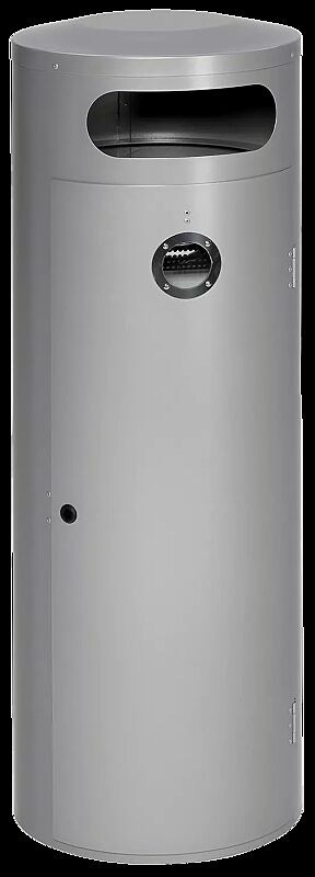 Abfallbehälter AMOS mit Ascher, 90 Liter, in silber