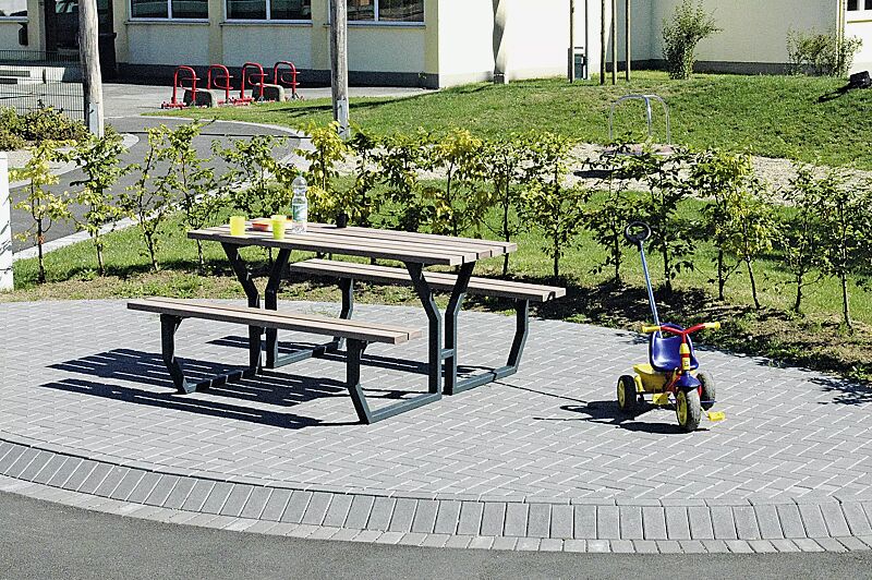 Bank-Tisch-Kombination GLIERA, Stahlteile in RAL 7016 anthrazitgrau