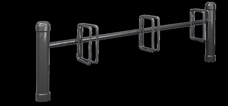 Fahrradständer mit Poller STIL 76 einseitig, 3 Stellplätze, in RAL 7016 anthrazitgrau