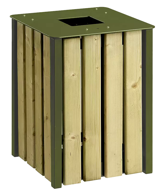 Abfallbehälter HEMEL, 50 Liter, in RAL 6003 olivgrün