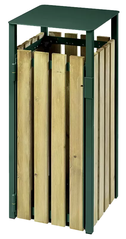 Abfallbehälter HEMEL, 110 Liter, in RAL 6005 moosgrün