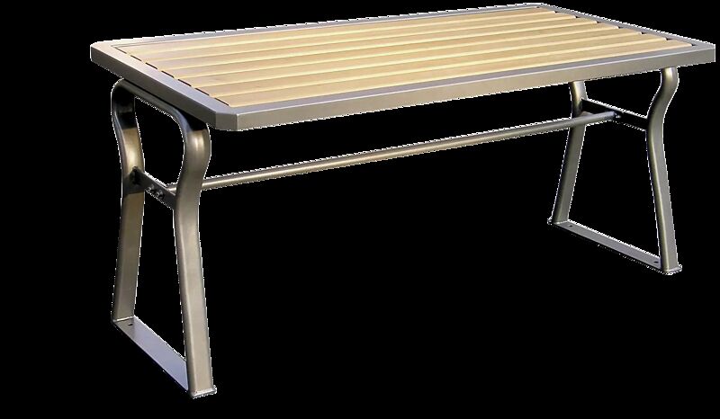 Tisch GAMMA mit Escheholzbelattung, Stahlteile in DB 703 eisenglimmer
