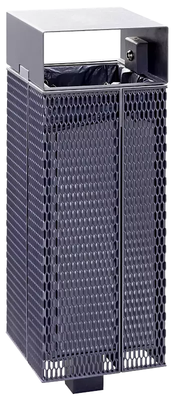 Abfallbehälter NANUK, quadratisch, mit Schutzdach, Korpus: Streckmetall, in RAL 7016 anthrazitgrau und RAL 9007 graualuminium (zweifarbig auf Anfrage)