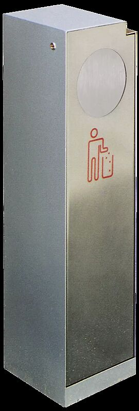 Abfallbehälter CRYSTAL mit Ascher, 32 Liter, mit Einwurfklappe, Edelstahl, Siebdruck in RAL 3020 verkehrsrot