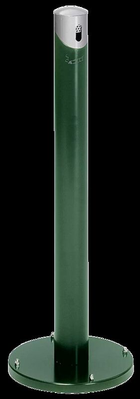 Standascher RIO, rund, Korpus in RAL 6005 moosgrün, Kopfteil in silber