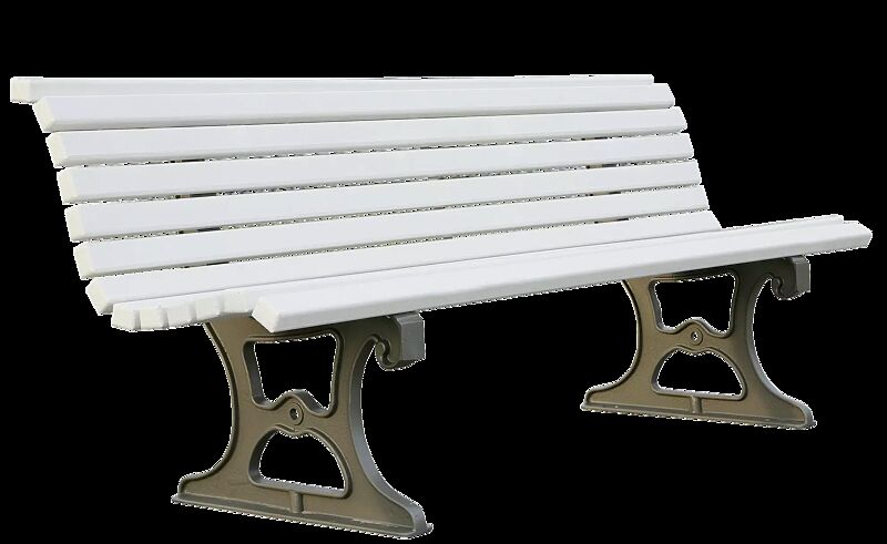 Sitzbank LAZIO mit Fichtenholzbelattung, weiß lasiert