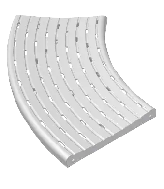  Sitzfläche für Sitzbank VASTO gebogen 45°, in RAL 9006 weißaluminium