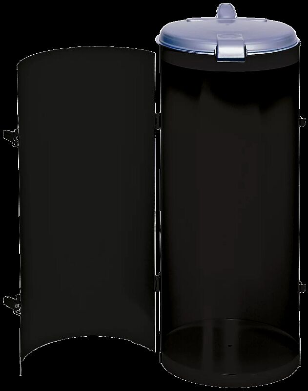 Abfallbehälter BURNLEY, in RAL 7021 schwarzgrau, Tür geöffnet