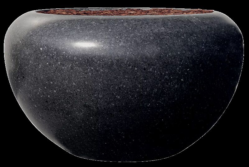 Pflanzbehälter MARTE aus rekonstituiertem Marmor geschliffen, in schwarz ebano