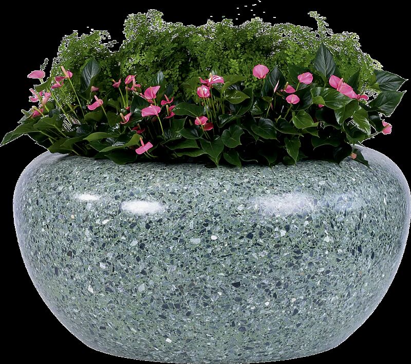 Pflanzbehälter GIOVE aus rekonstituiertem Marmor geschliffen, in grün alpi