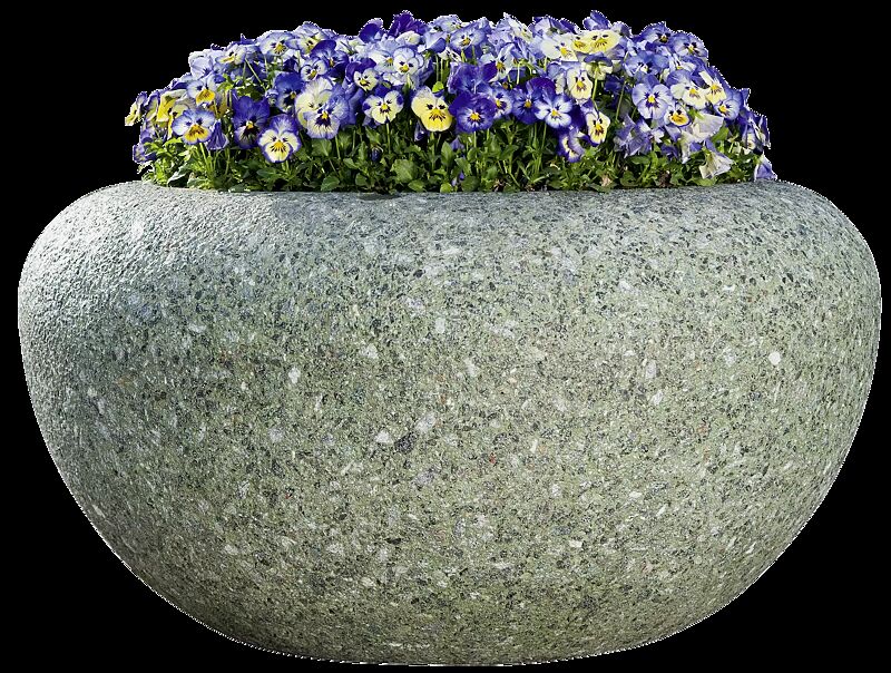 Pflanzbehälter VENERE aus rekonstituiertem Marmor gestockt, in grün alpi