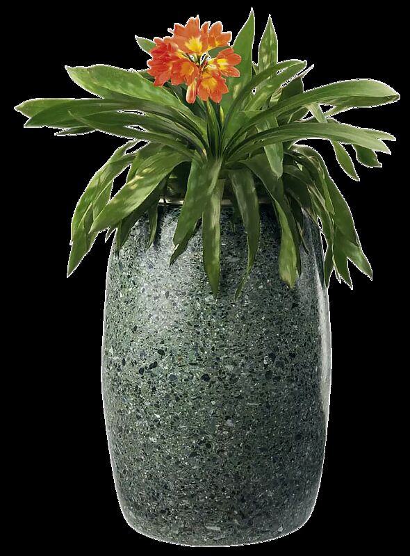 Pflanzbehälter PEGASO aus rekonstituiertem Marmor gestockt, in grün alpi