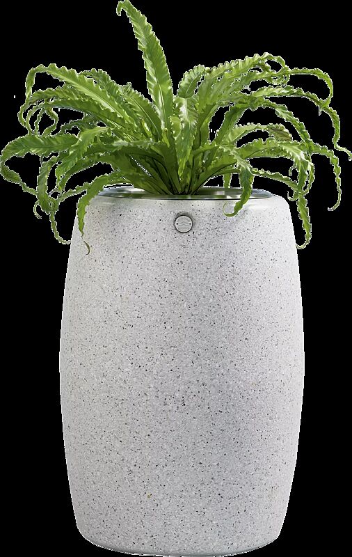 Pflanzbehälter PEGASO aus Beton gestockt, in Granitoptik weiß