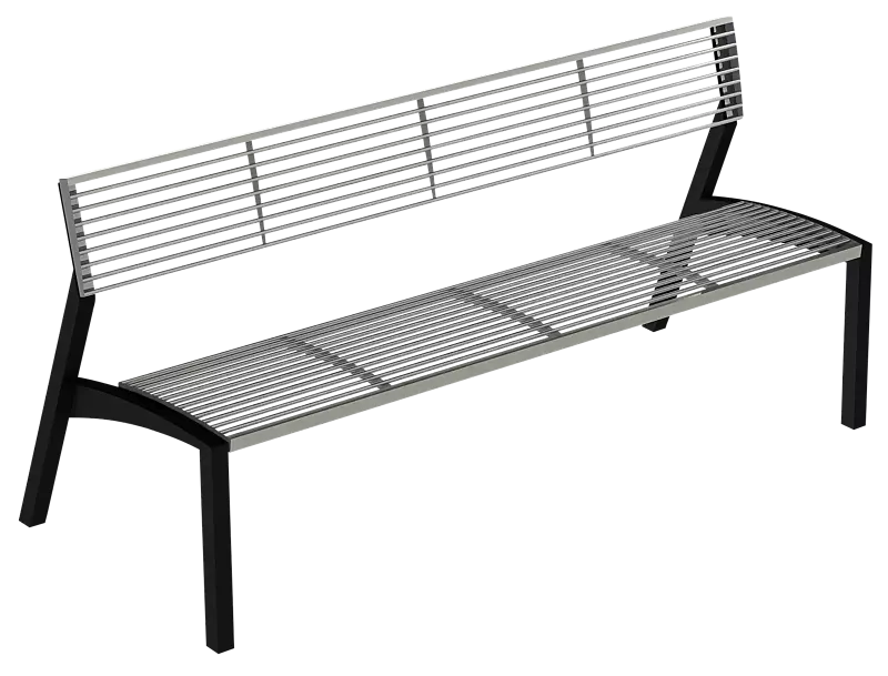 Sitzbank VERA mit Rückenlehne, mit Edelstahl-Rundstahlauflage, Stahlteile in RAL 7016 anthrazitgrau