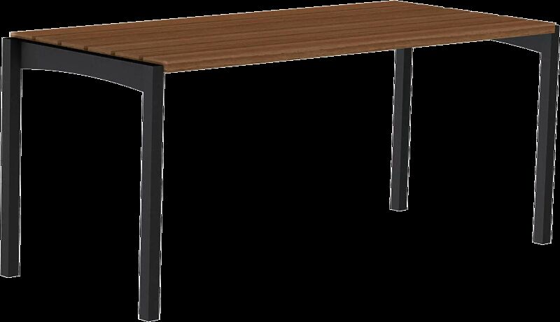 Tisch VERA, mit Jatobaholzbelattung, Stahlteile in RAL 9005 tiefschwarz