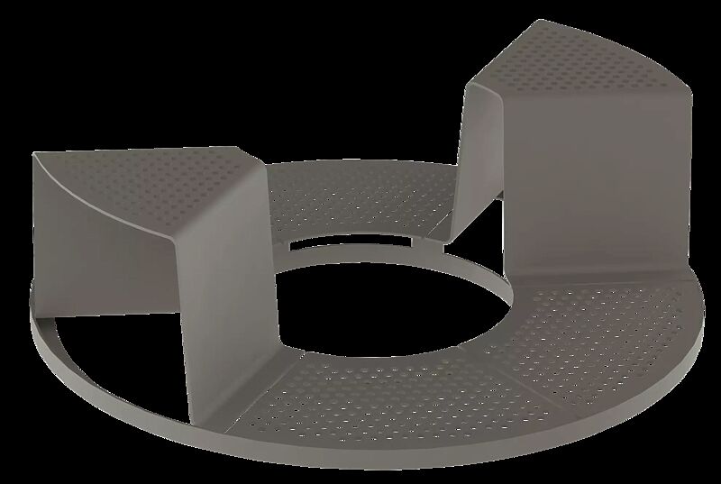 Baumschutzrost SINUS mit 2 Sitzen, Sitze ohne Kunststoffnoppen, in RAL 9007 graualuminium