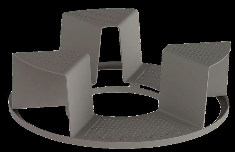 Baumschutzrost SINUS mit 3 Sitzen, Sitze ohne Kunststoffnoppen, in RAL 9007 graualuminium