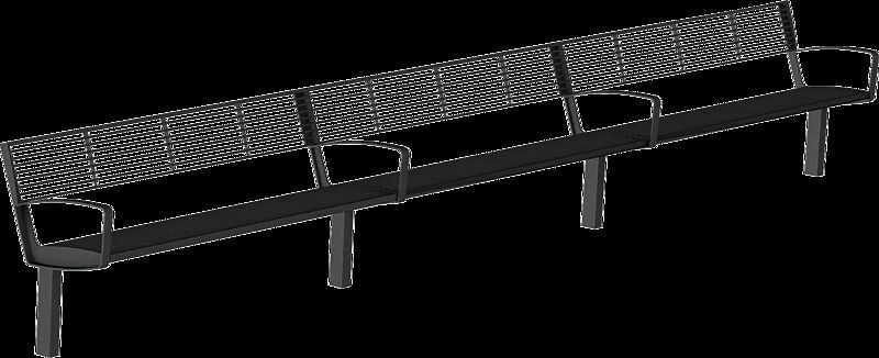 Sitzbank INTERVERA - Mittelelement, Auflage und Unterkonstruktion in RAL 7016 anthrazitgrau