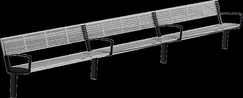 Sitzbank INTERVERA - Endelement, Auflage Edelstahl, Unterkonstruktion in RAL 7016 anthrazitgrau