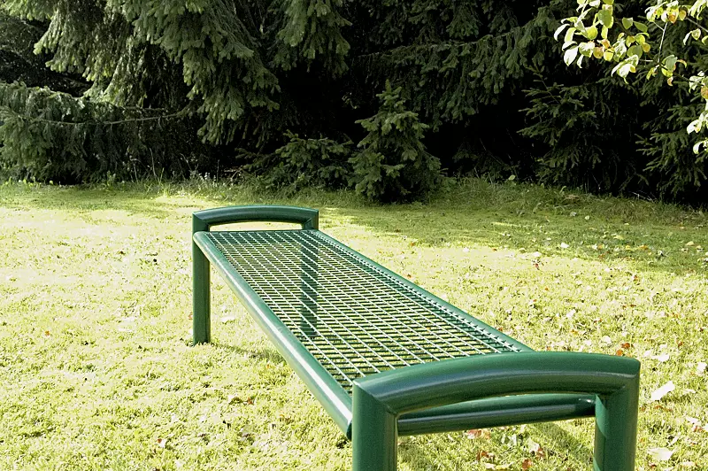 Sitzbank TORRE ohne Rückenlehne in RAL 6005 moosgrün