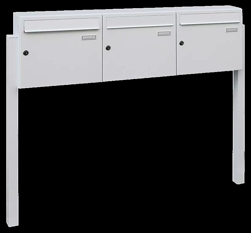 Behindertengerechte Briefkastenanlage BRETAGNE mit 3 Briefkästen, in RAL 9016 verkehrsweiß