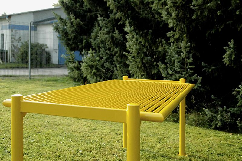 Detail: Tisch GLURNS, in RAL 1018 zinkgelb