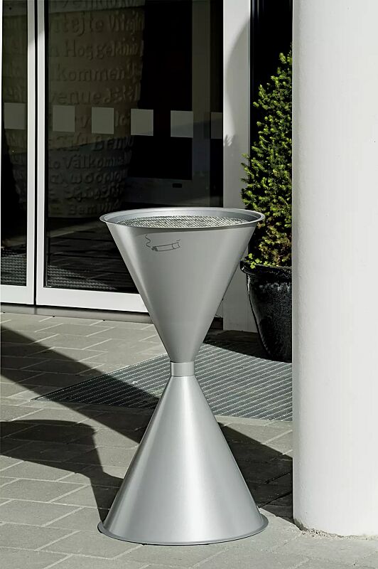 Standascher ROYAL aus Stahl, zum freien Aufstellen, ohne Schutzdach, in silber