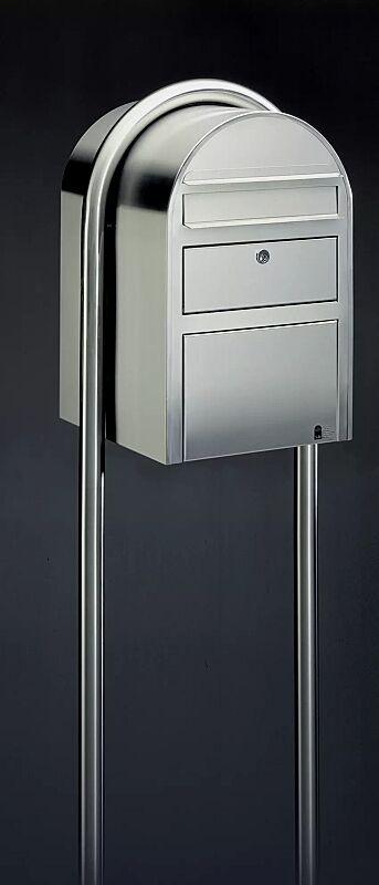 Briefkasten BOBI SWISS, mit Bogenständer BOBI ROUND, aus Edelstahl