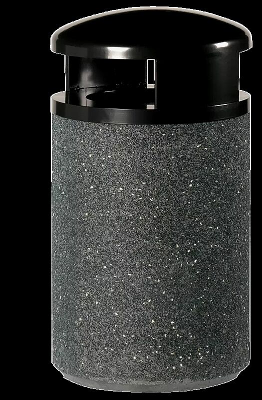 Abfallbehälter GARDA - H, Beton schwarz - 20, Schutzdach in RAL 7021 schwarzgrau