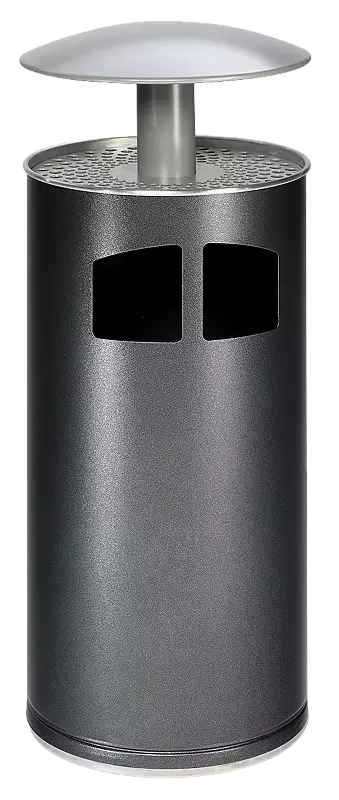 Abfallbehälter MATANE, ohne Ascher, Korpus in antik-silber, Schutzdach in silber
