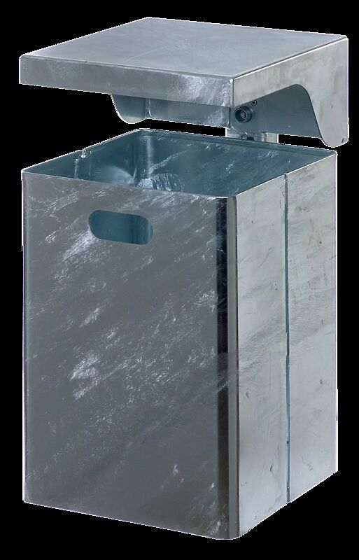 Abfallbehälter FORTE, 40 Liter, mit Schutzdach, feuerverzinkt