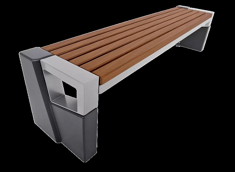 Sitzbank INTAL ohne Rückenlehne, Stahlteile in RAL 9007 graualuminium, Beton beschichtet in graphit