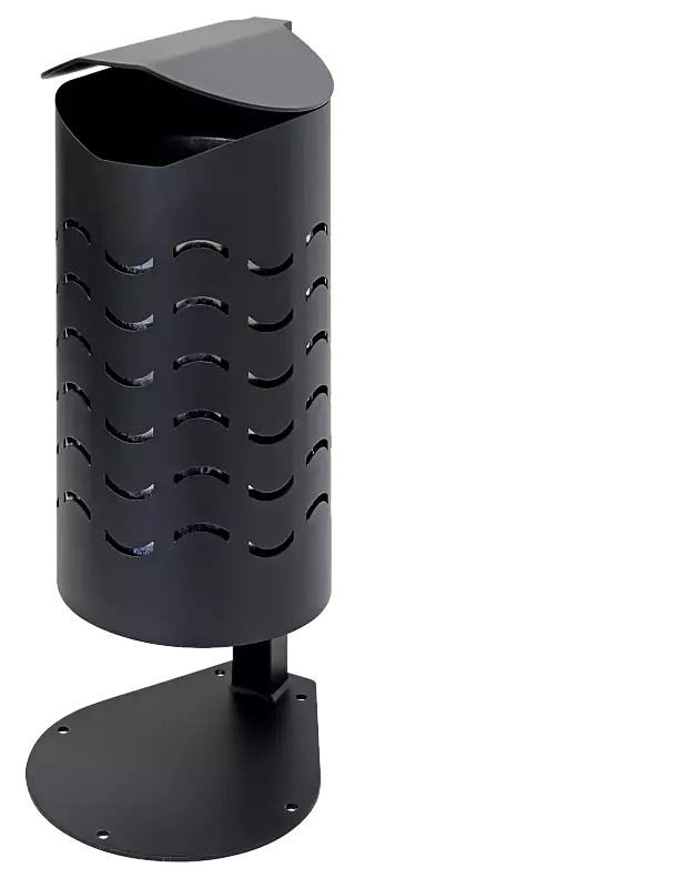 Abfallbehälter GLACE, mit Wellendesignlochung, zum Aufdübeln, in RAL 7021 schwarzgrau