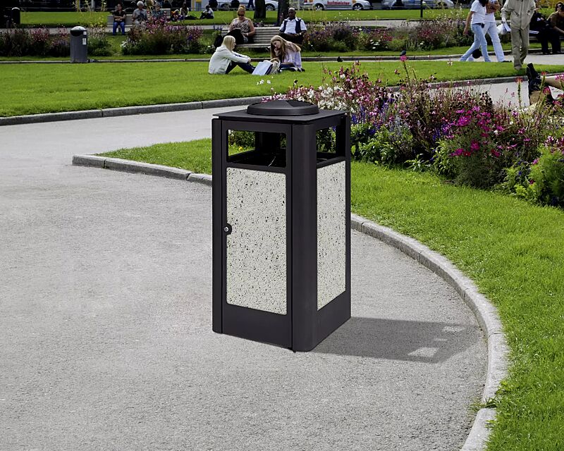 Abfallbehälter SQUARE, Korpus aus Beton mit transparenter Beschichtung  in weiß - 13