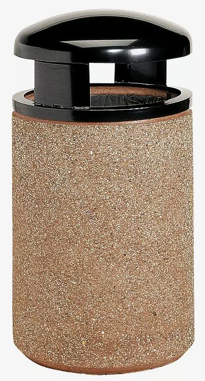 Abfallbehälter GARDA - H, Beton terracotta - 5/A, Schutzdach in RAL 7021 schwarzgrau