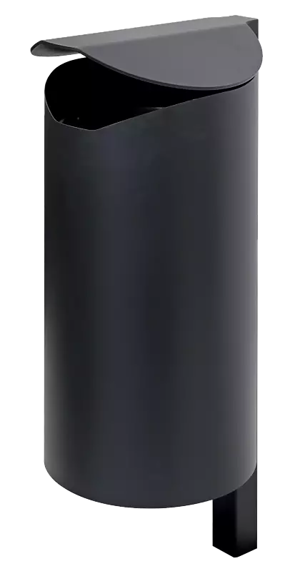 Abfallbehälter GLACE, Vollblech, zum Einbetonieren, in RAL 7021 schwarzgrau