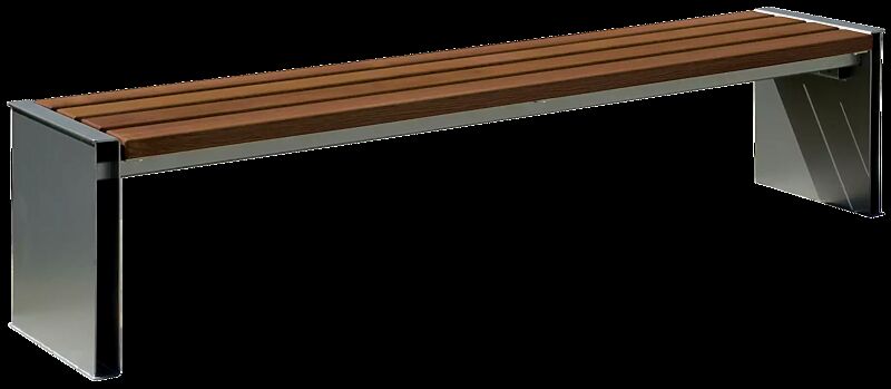 Sitzbank NATURA ohne Rückenlehne, mit Sapeliholzbelattung, Stahlteile in RAL 7016 anthrazitgrau