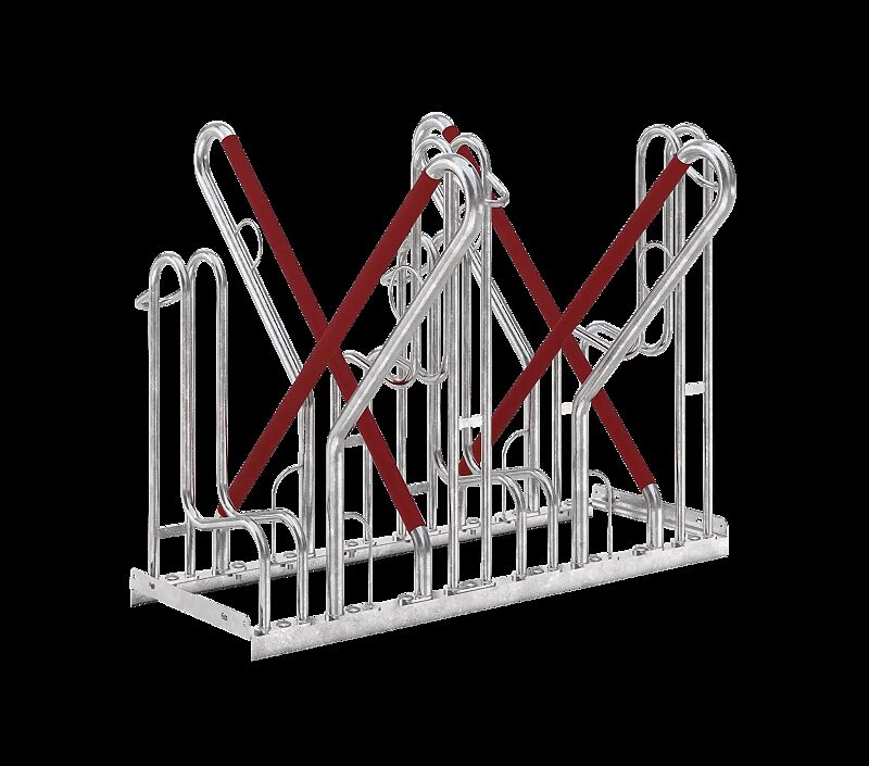 Fahrradständer OAKLAND doppelseitig, 4 Stellplätze, 4 Anlehnbügel, Radabstand 540 mm
