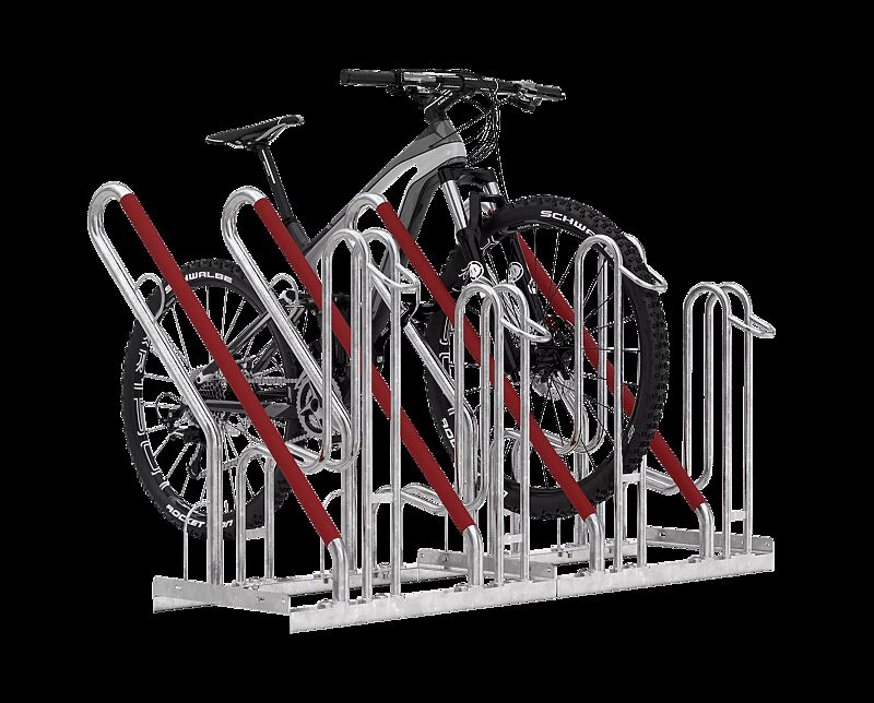 Fahrradständer OAKLAND einseitig, 4 Stellplätze, 4 Anlehnbügel, Radabstand 350 mm