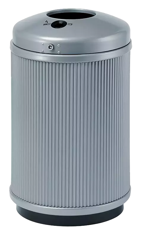 Abfallbehälter MONCTON, mit Ascher, in RAL 9006 weißaluminium