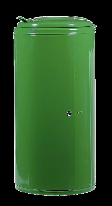 Abfallbehälter EDMONTON, Einflügeltür mit Dreikantschloss, in RAL 6002 laubgrün