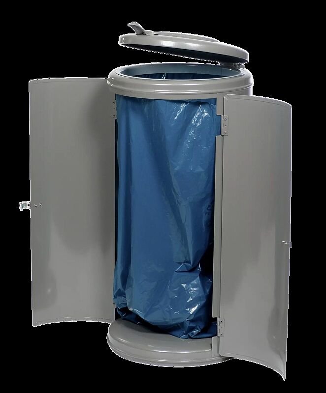 Abfallbehälter EDMONTON, Doppelflügeltür mit Spannverschluss, in DB 701 eisenglimmer (Sonderfarbe)