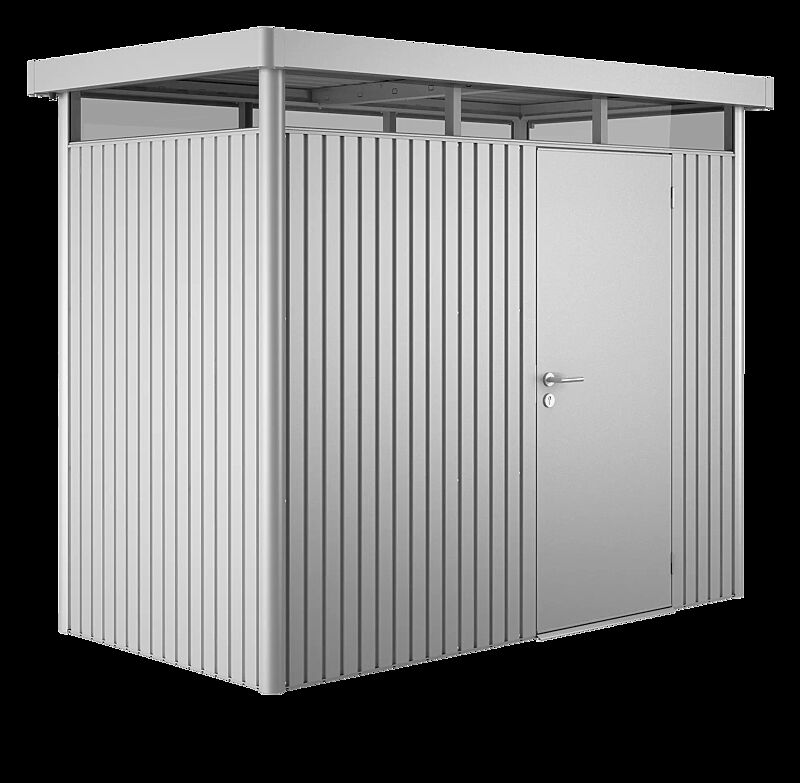 Gerätehaus HighLine®, Modell 1 in silber-metallic, mit Einflügeltür