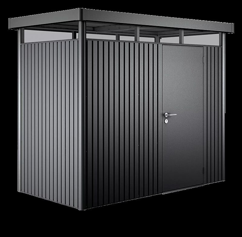 Gerätehaus HighLine®, Modell 1 in dunkelgrau-metallic, mit Einflügeltür