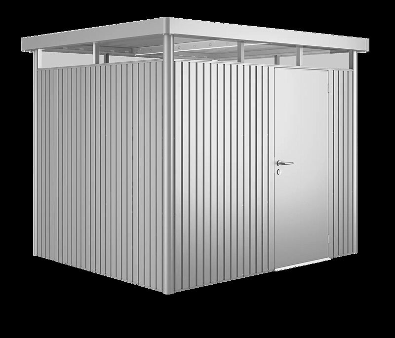 Gerätehaus HighLine®, Modell 3 in silber-metallic, mit Einflügeltür