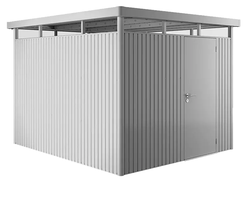 Gerätehaus HighLine®, Modell 5 in silber-metallic, mit Einflügeltür